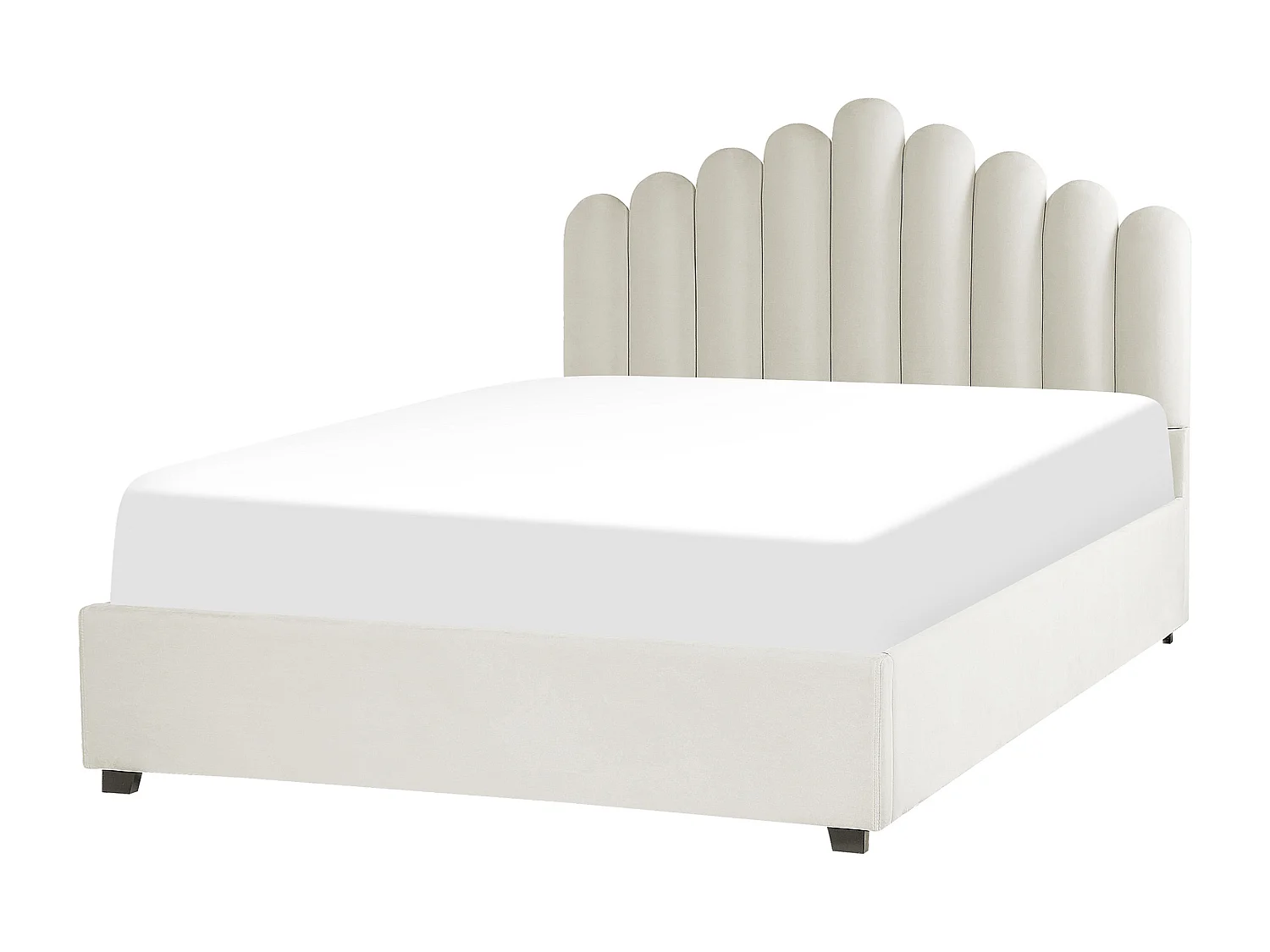 Bed met opbergruimte Fluweel VINCENNES 140 x 200 cm Gebroken wit