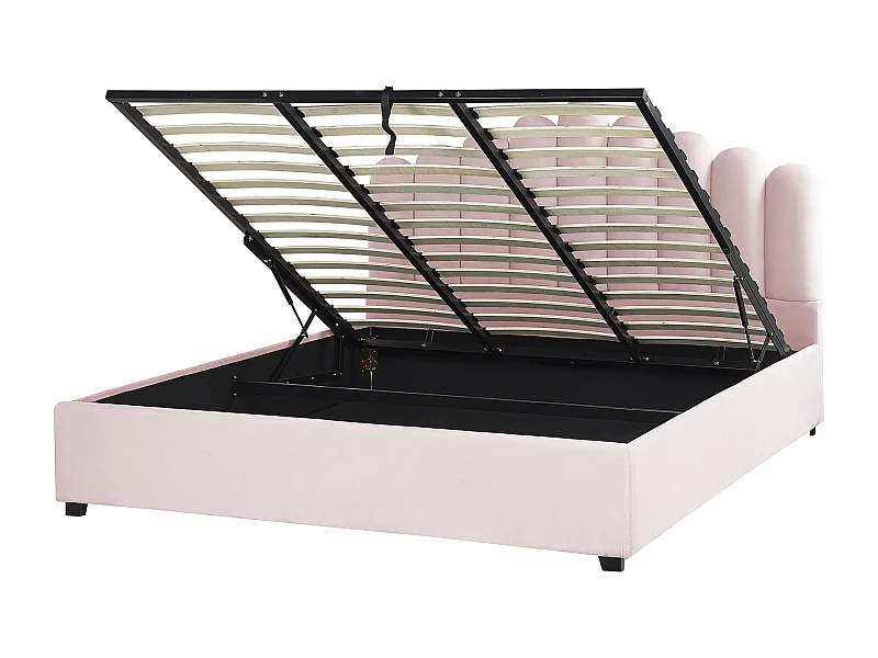Lit ottoman Velours VINCENNES 180 x 200 cm Rose pastel
