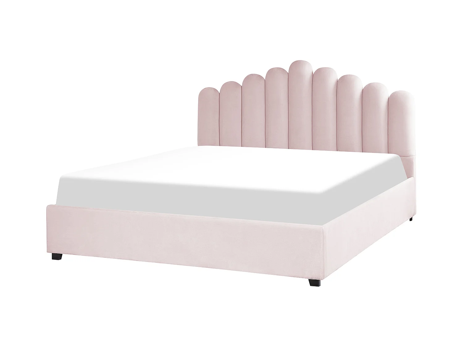Bed met opbergruimte Fluweel VINCENNES 180 x 200 cm Pastelroze