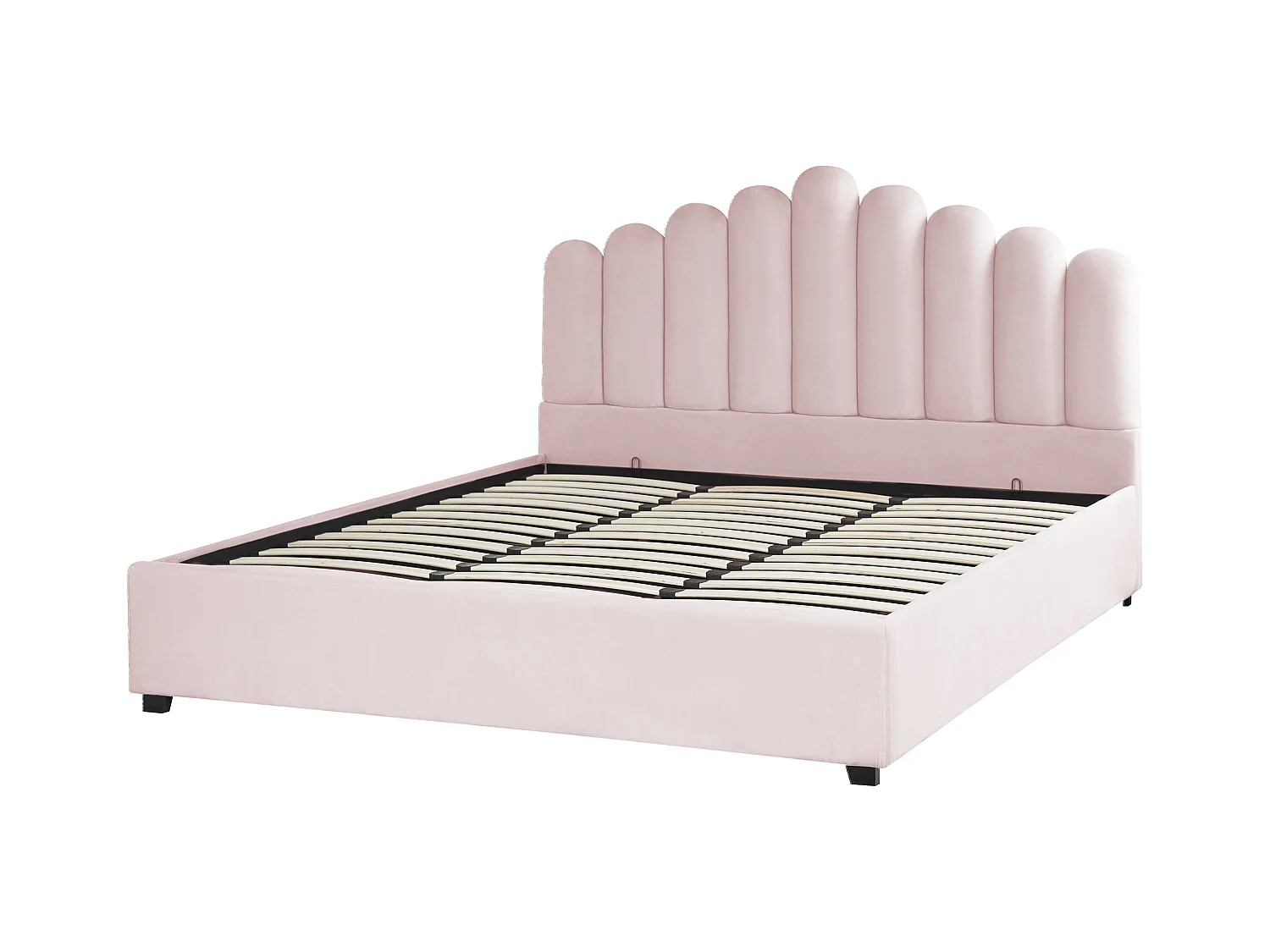 Bed met opbergruimte Fluweel VINCENNES 180 x 200 cm Pastelroze