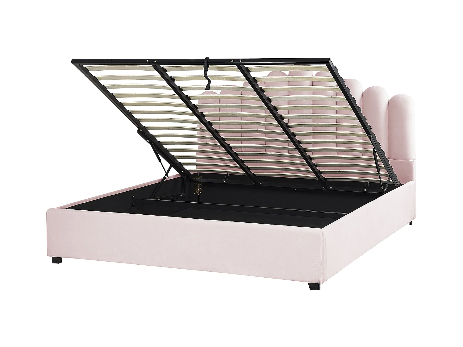 Bed met opbergruimte Fluweel VINCENNES 180 x 200 cm Pastelroze