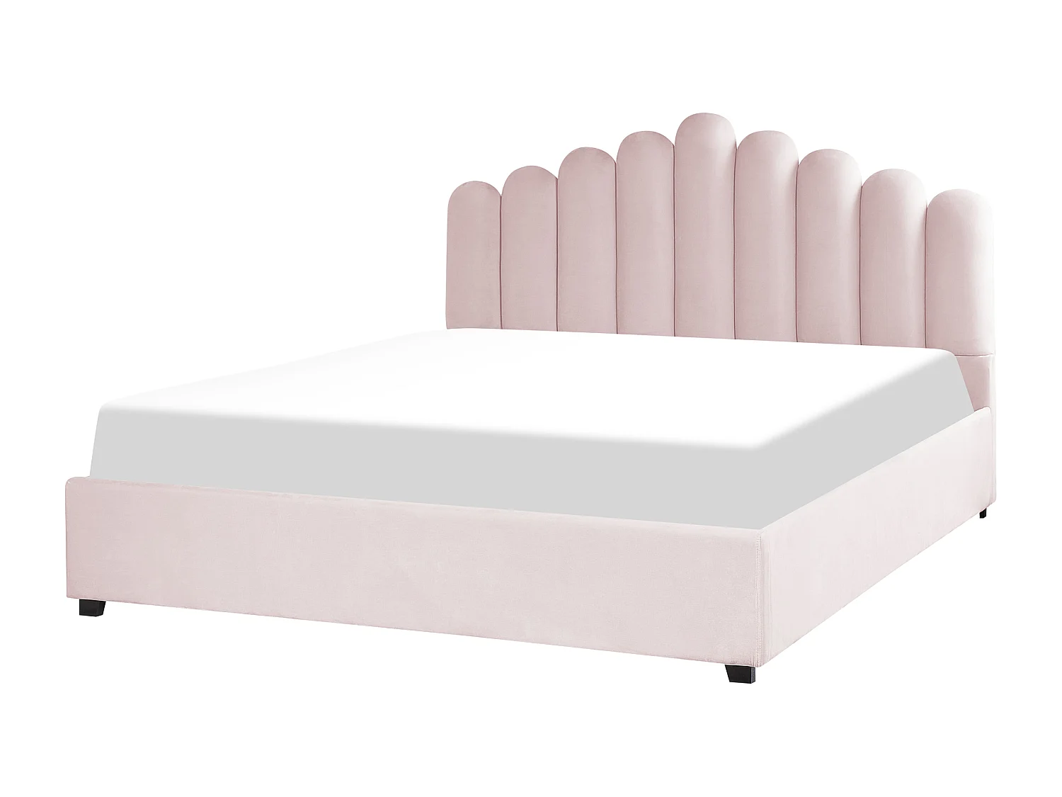 Letto con ottomano Velluto VINCENNES 180 x 200 cm Rosa pastello