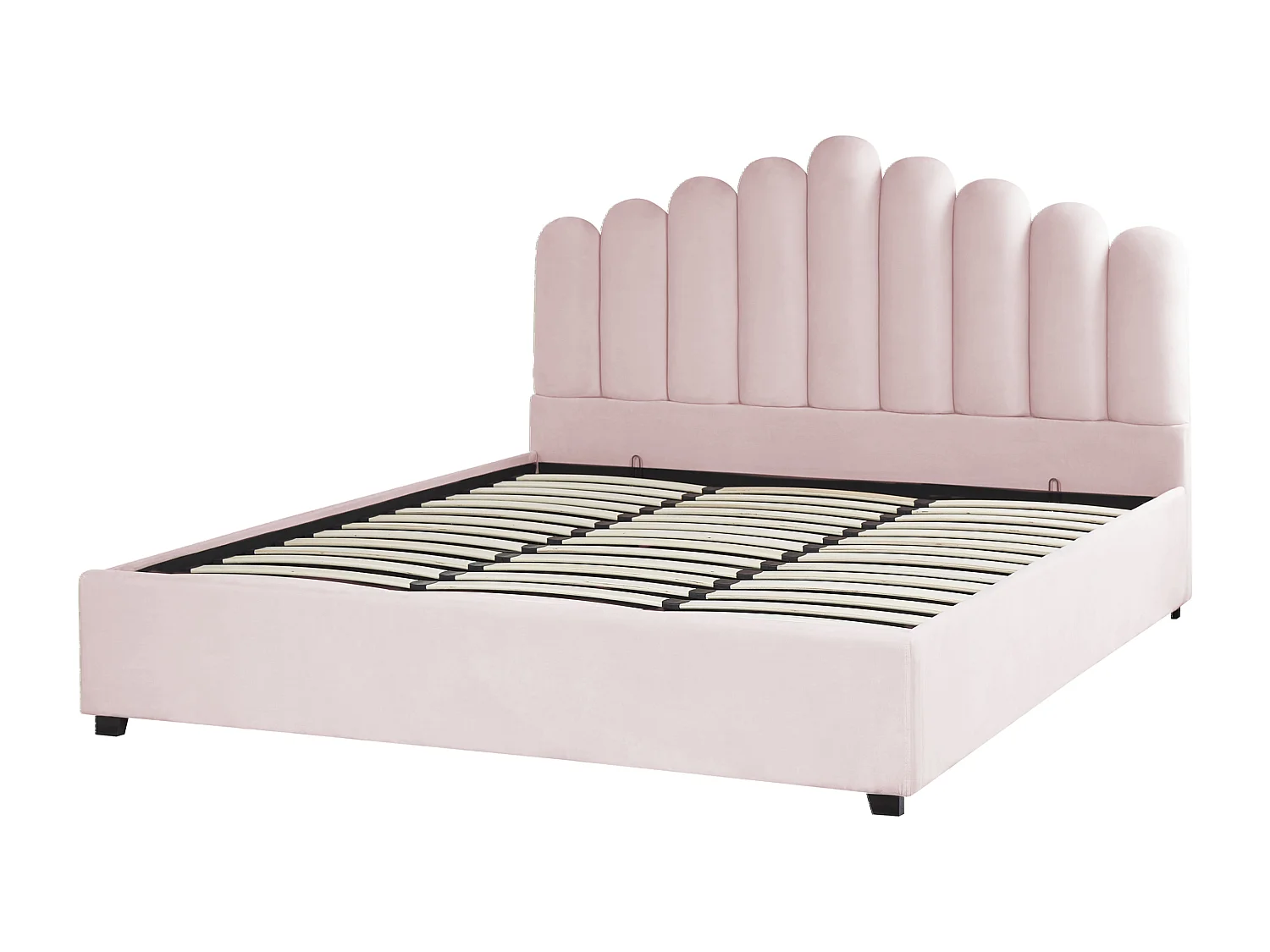 Lit ottoman Velours VINCENNES 180 x 200 cm Rose pastel