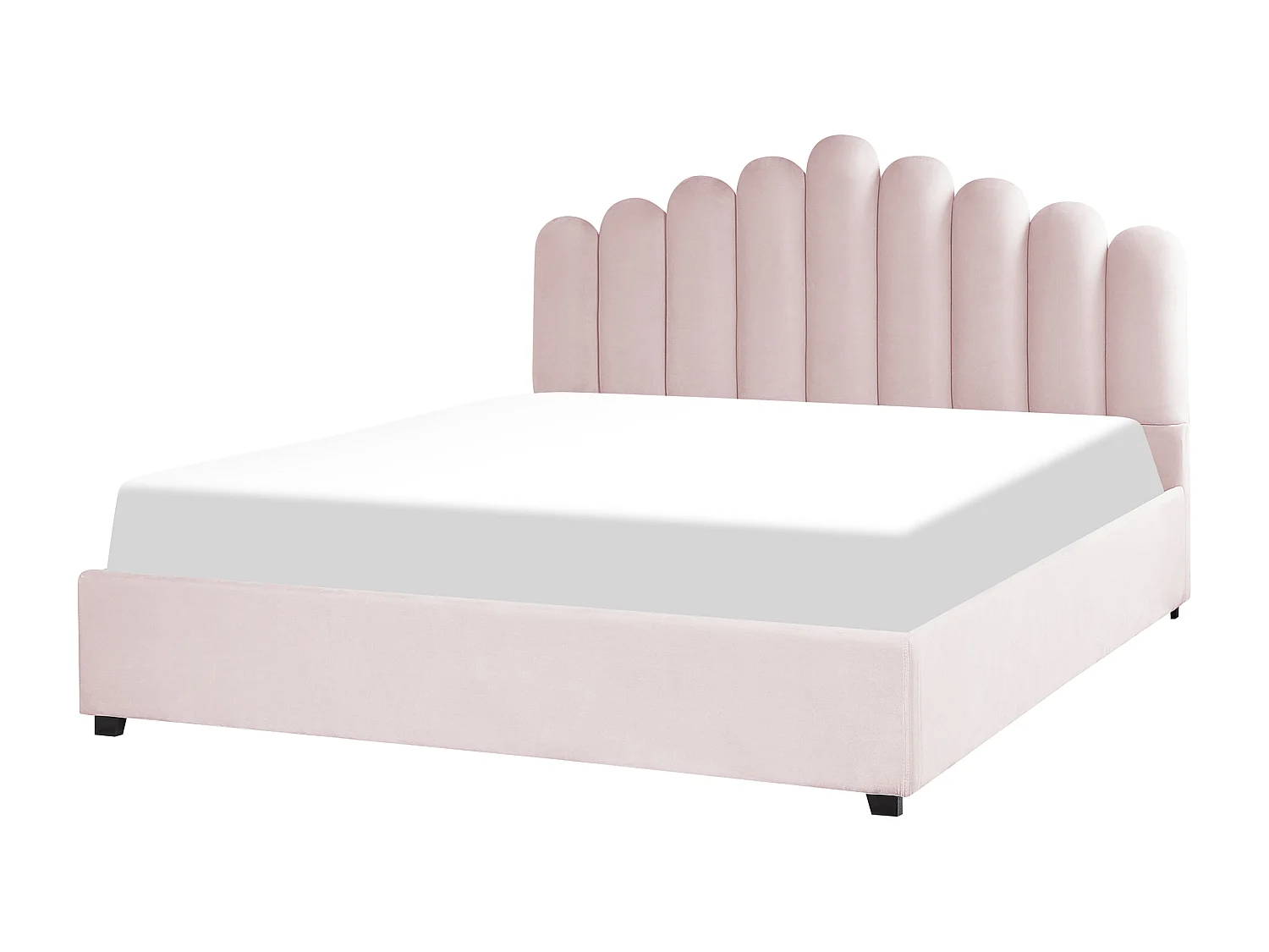 Lit ottoman Velours VINCENNES 180 x 200 cm Rose pastel