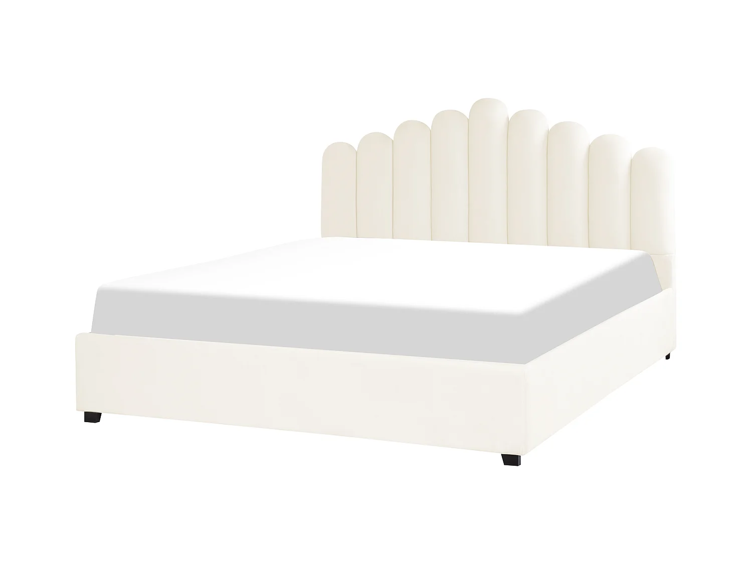 Bed met opbergruimte Fluweel VINCENNES 180 x 200 cm Gebroken wit