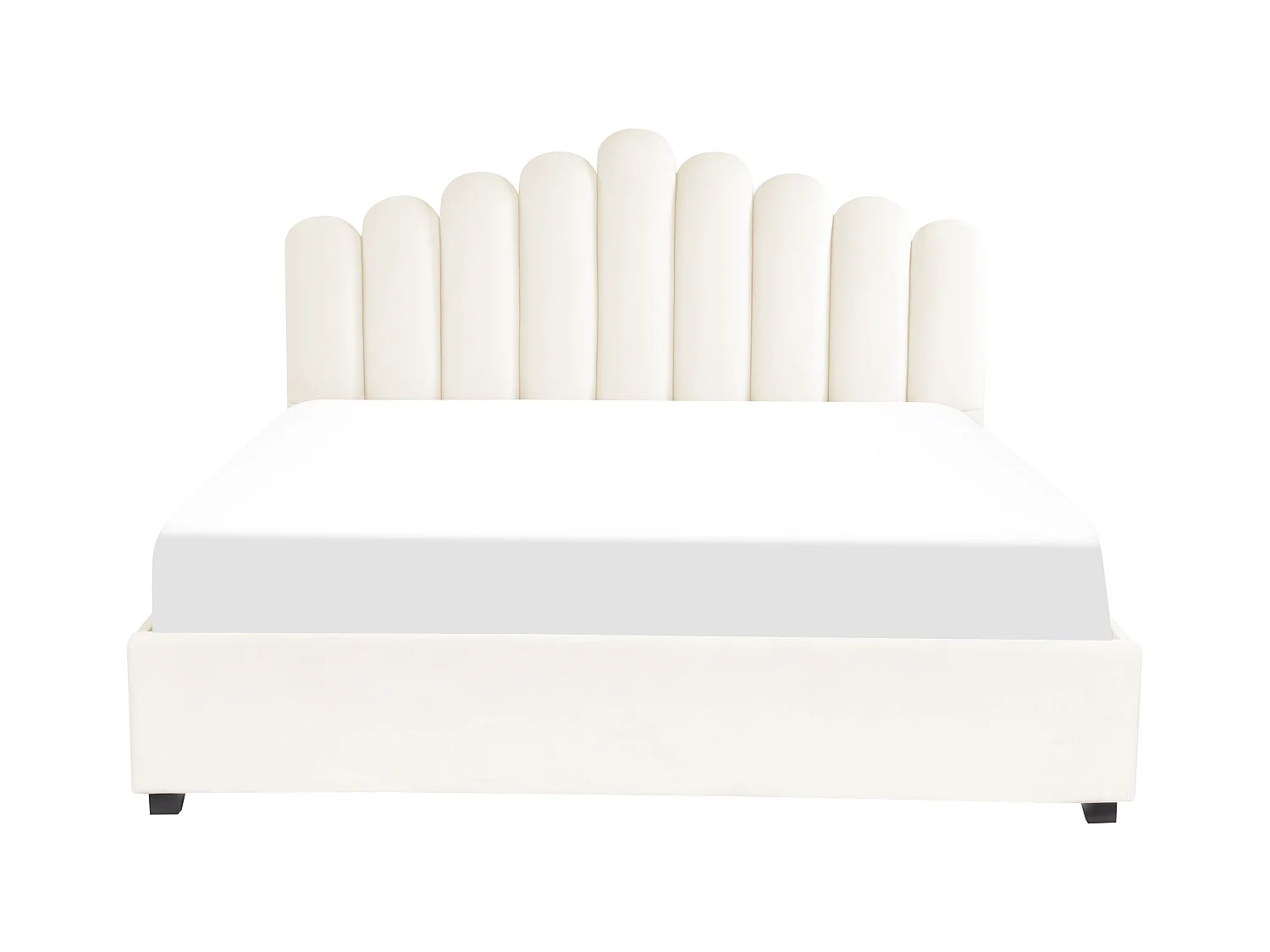 Bed met opbergruimte Fluweel VINCENNES 180 x 200 cm Gebroken wit