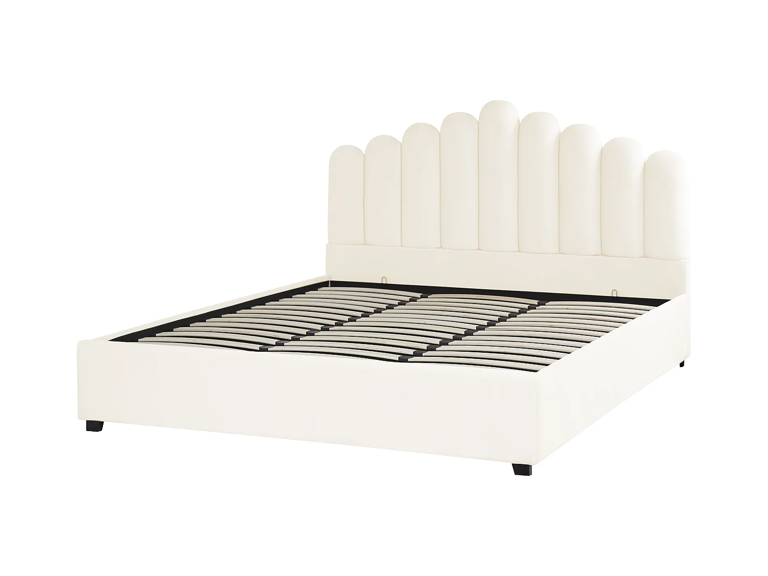 Bed met opbergruimte Fluweel VINCENNES 180 x 200 cm Gebroken wit