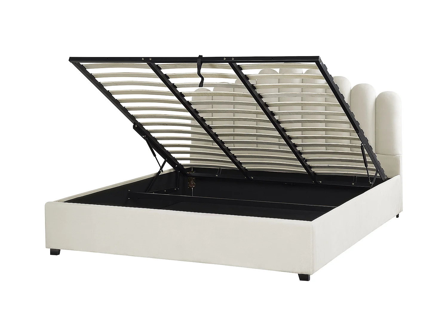 Lit ottoman Velours VINCENNES 180 x 200 cm Blanc cassé
