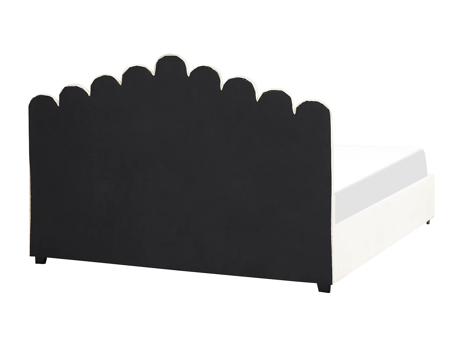 Cama con almacenaje Terciopelo VINCENNES 180 x 200 cm Blanco crema