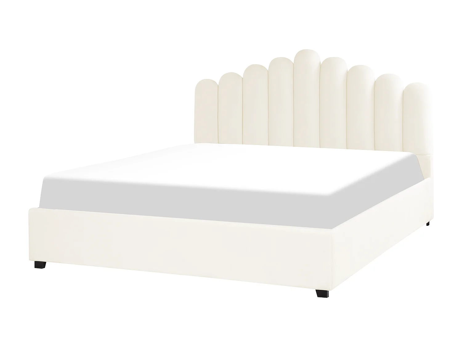Lit ottoman Velours VINCENNES 180 x 200 cm Blanc cassé