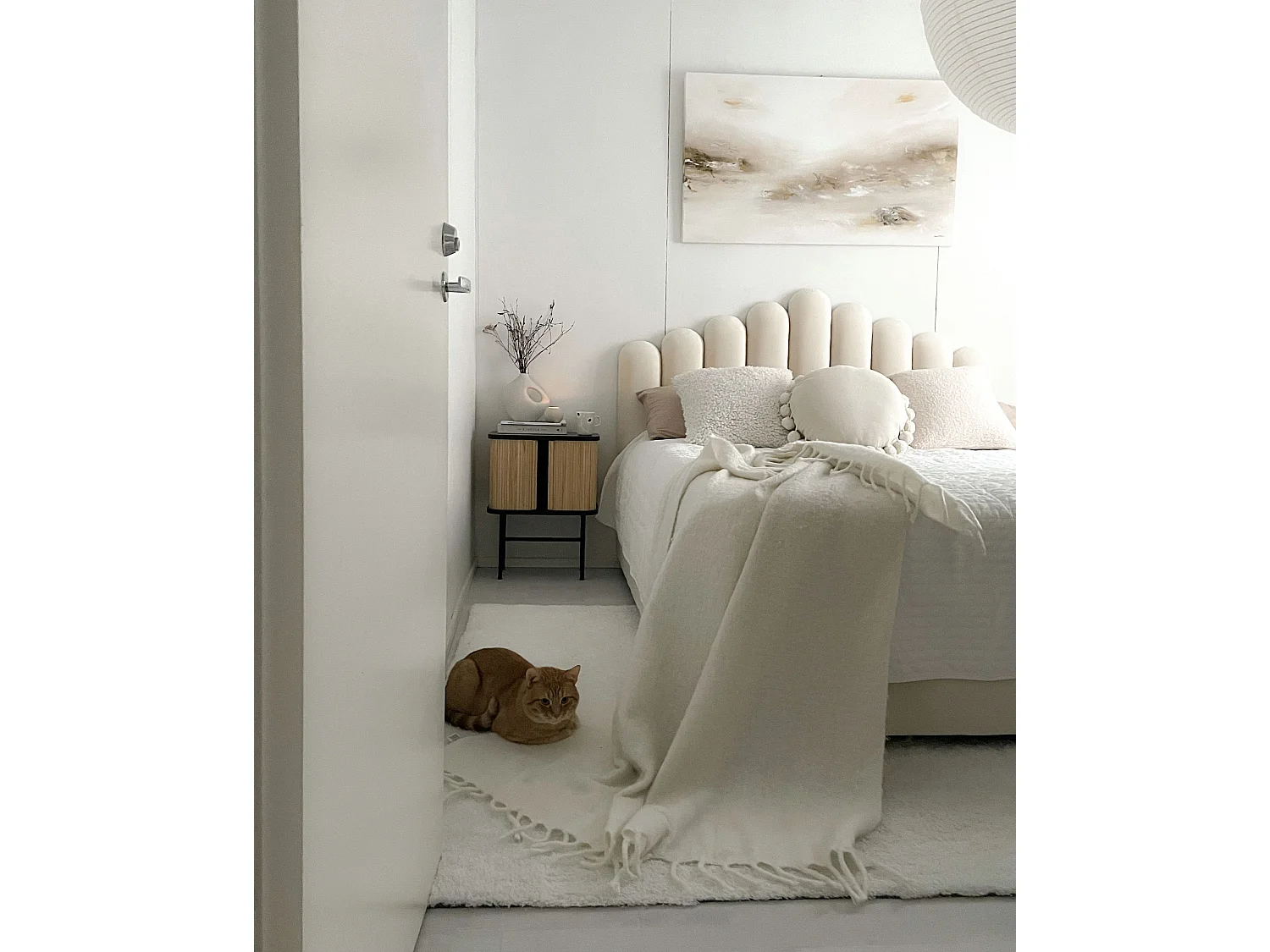 Bed met opbergruimte Fluweel VINCENNES 180 x 200 cm Gebroken wit