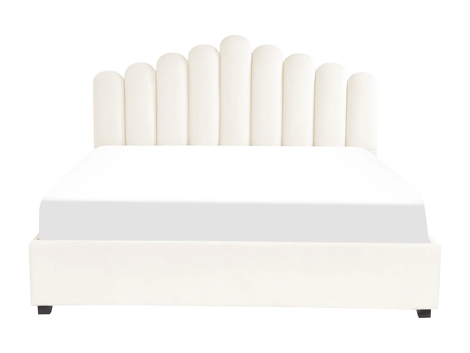 Cama baú Veludo VINCENNES 180 x 200 cm Branco creme