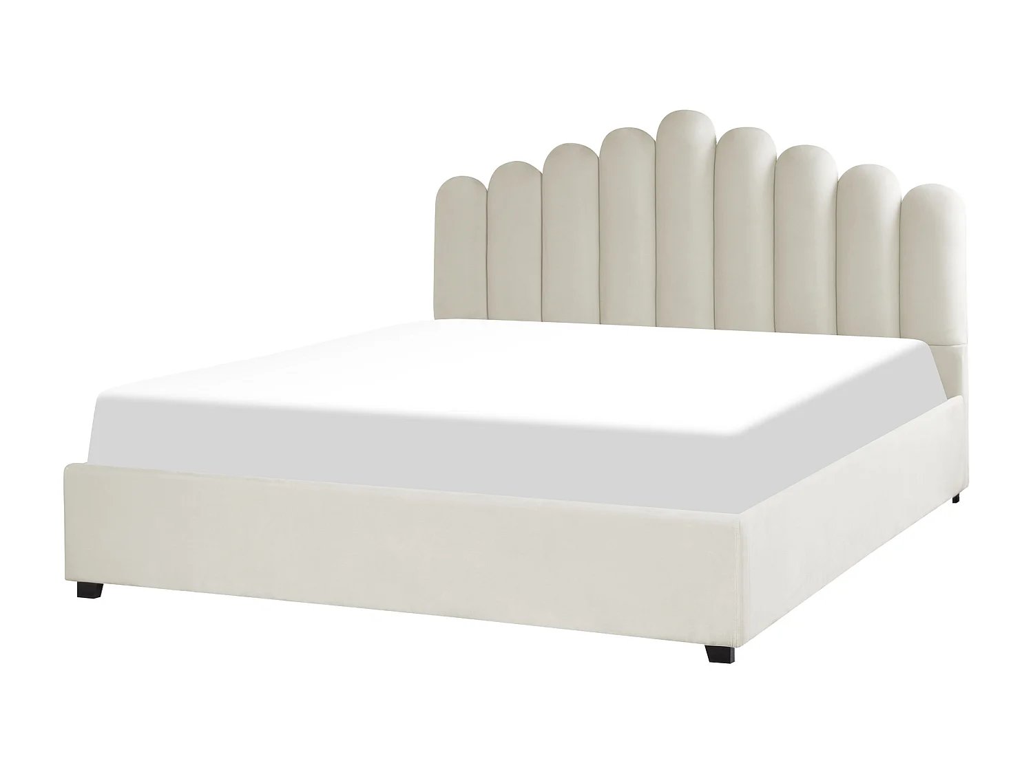 Lit ottoman Velours VINCENNES 180 x 200 cm Blanc cassé