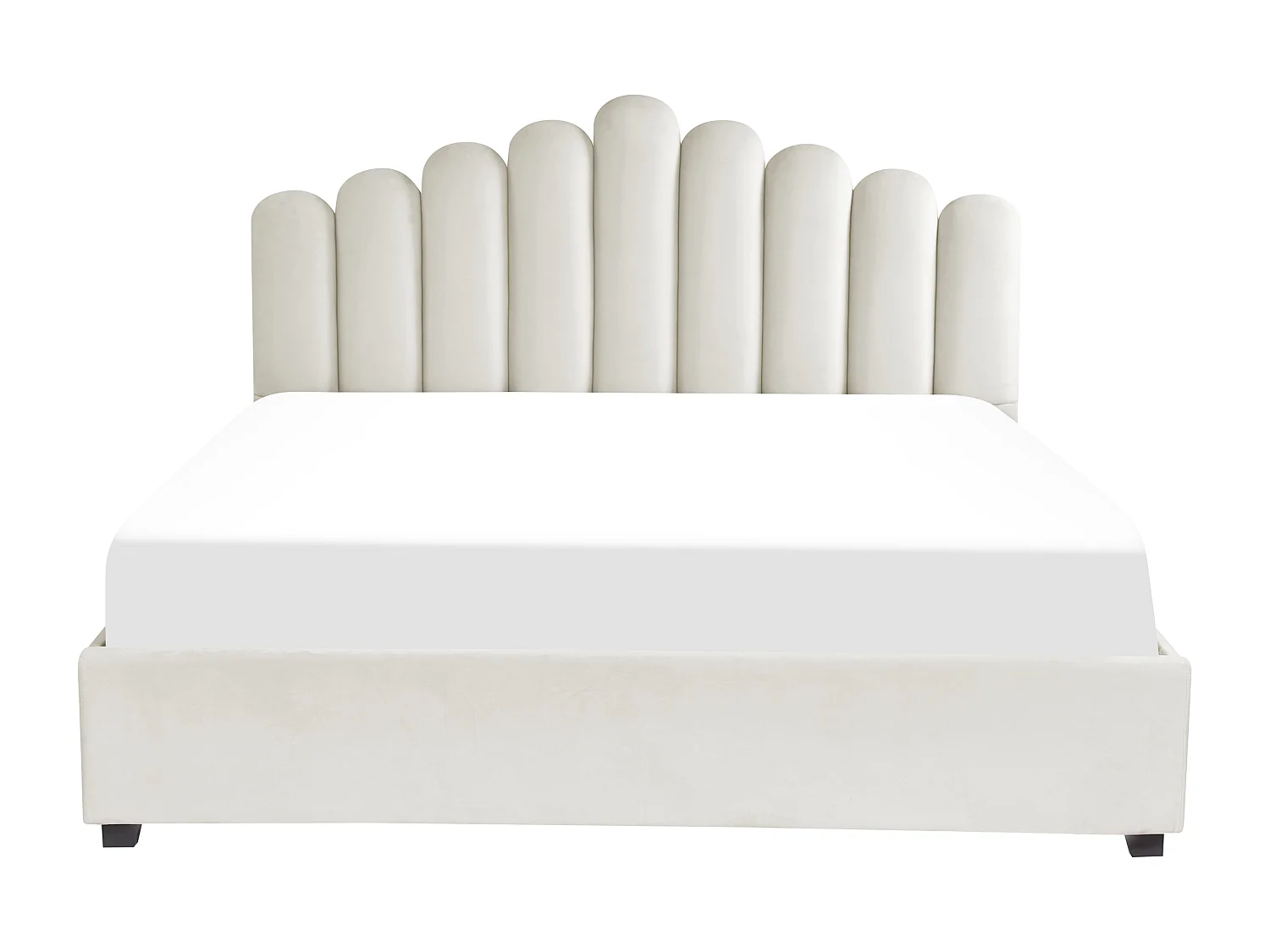 Lit ottoman Velours VINCENNES 180 x 200 cm Blanc cassé