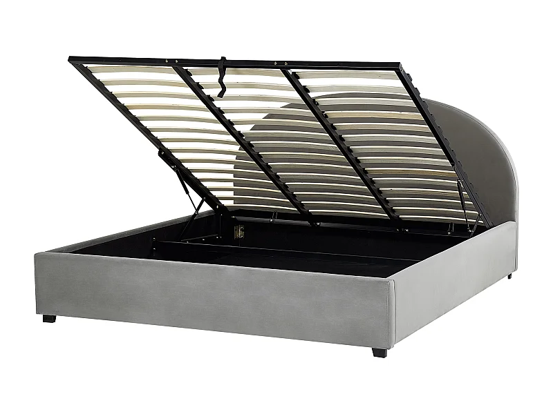 Lit ottoman Velours VAUCLUSE 180 x 200 cm Gris clair