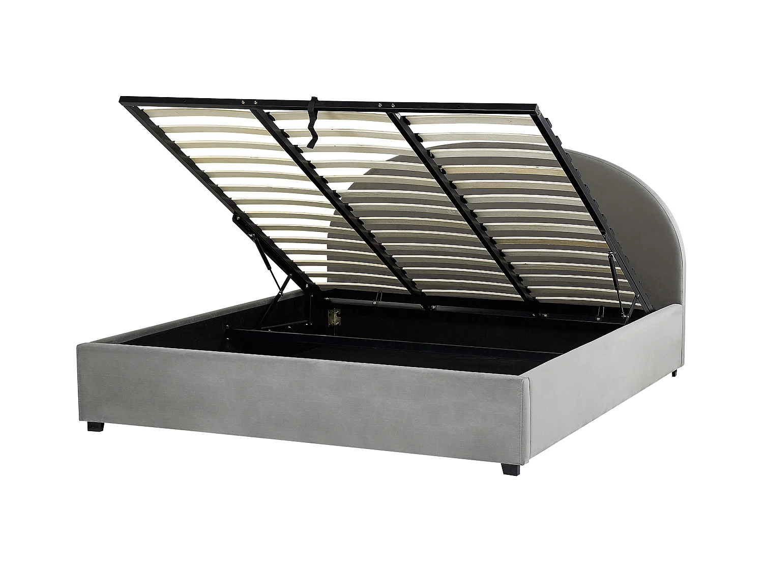Bett Samt grau mit Kopfteil Bettkasten Lattenrost 180 x 200 cm Retro Vaucluse