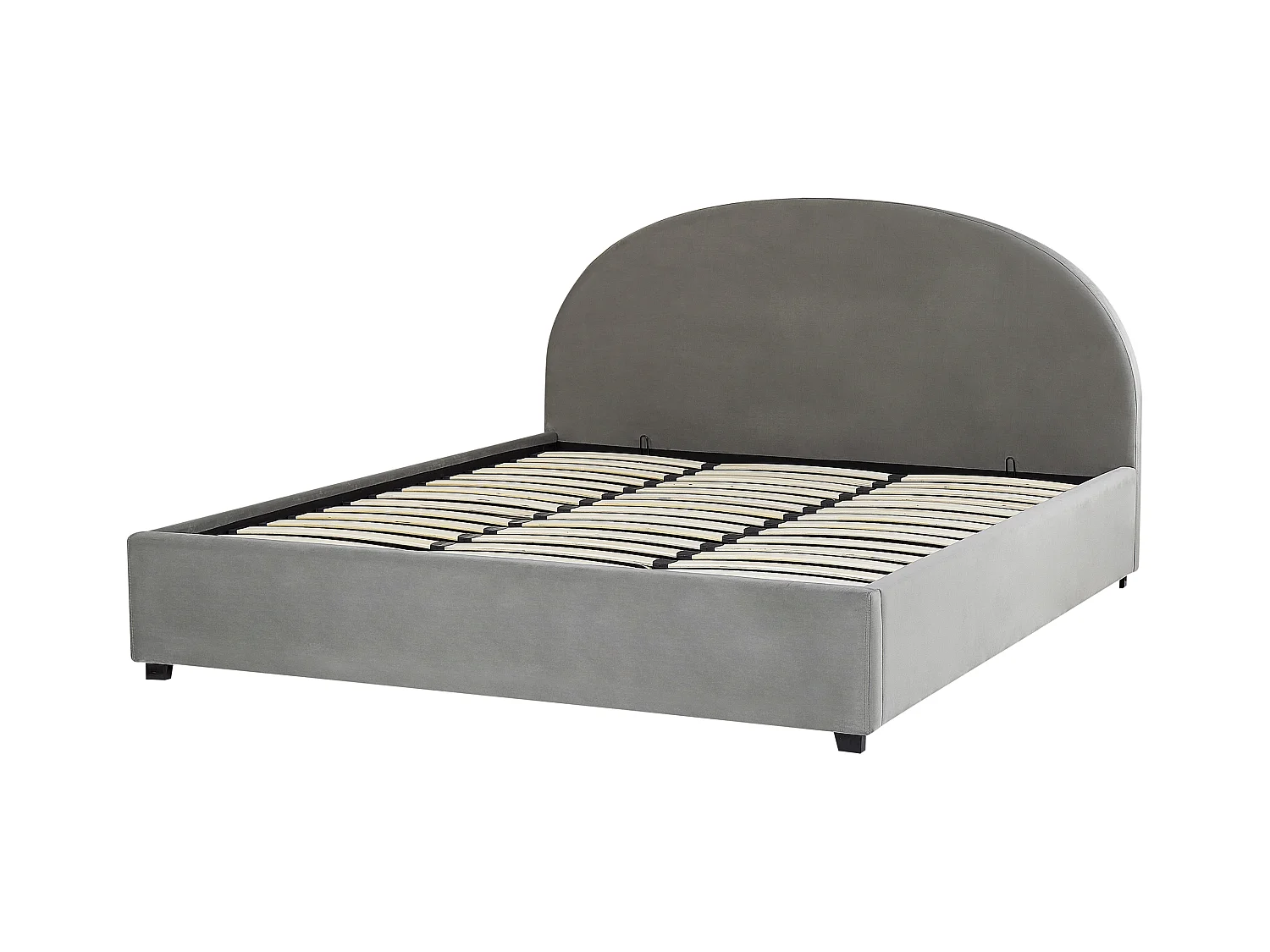 Bett Samt grau mit Kopfteil Bettkasten Lattenrost 180 x 200 cm Retro Vaucluse