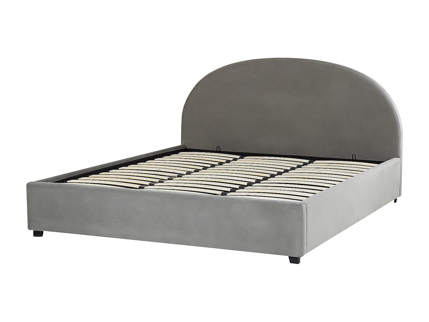 Bett Samt grau mit Kopfteil Bettkasten Lattenrost 180 x 200 cm Retro Vaucluse