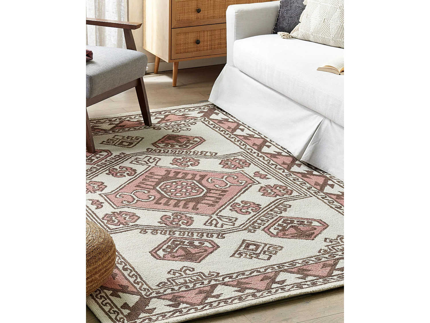 Handgetufteter Retro-Teppich orientalisches Muster 200 x 200 cm mehrfarbig TOMARZA