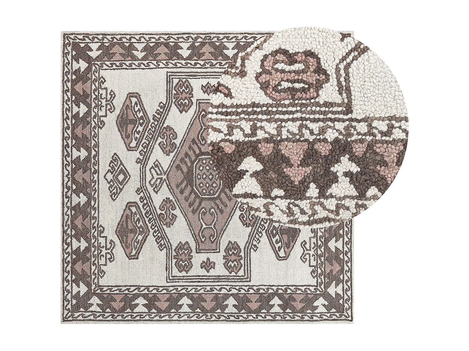 Handgetufteter Retro-Teppich orientalisches Muster 200 x 200 cm mehrfarbig TOMARZA