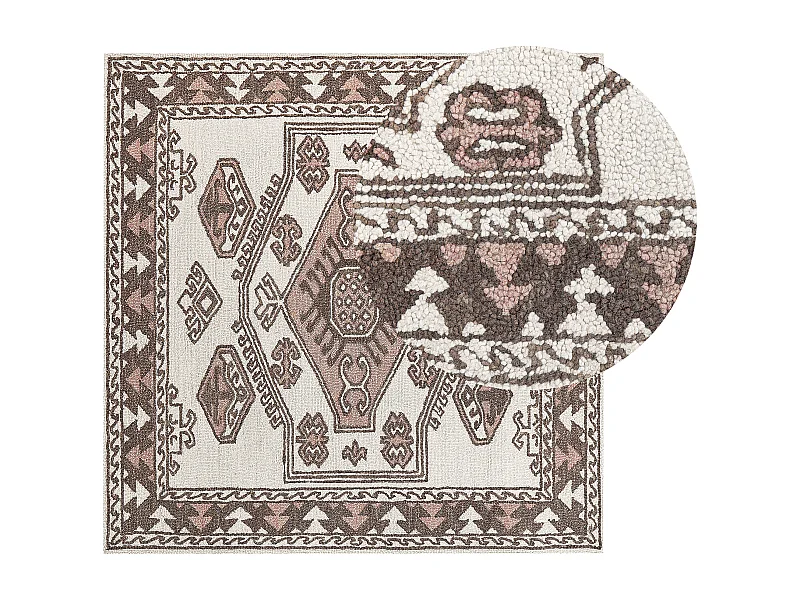 Handgetufteter Retro-Teppich orientalisches Muster 200 x 200 cm mehrfarbig TOMARZA