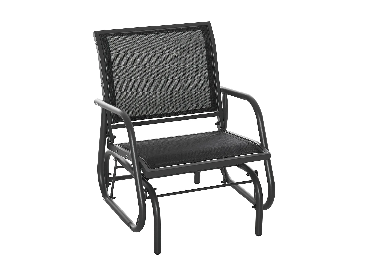 Fauteuil à bascule de jardin rocking chair design contemporain métal textilène noir