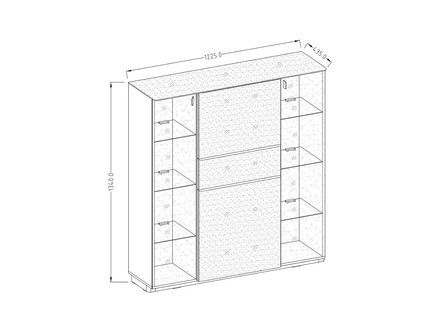 Aparador alto TONGA 123x133x44 cm con 4 puertas de vidrio y 1 cajón, color wengué