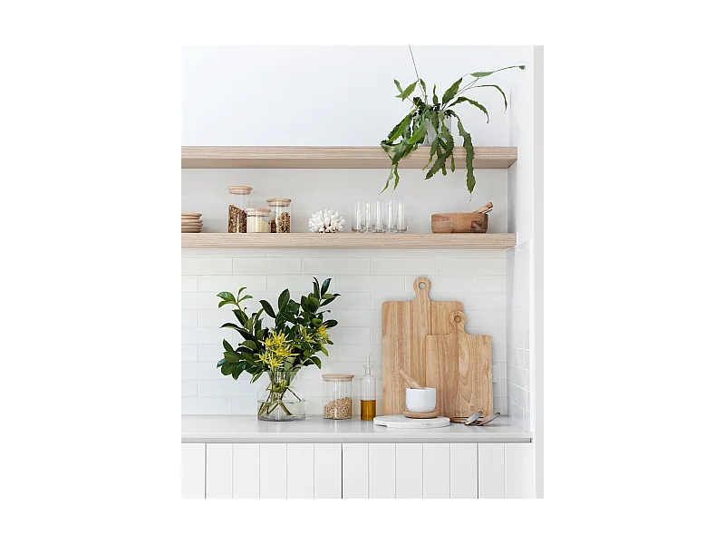 Estantería de madera maciza flotante acabado natural 200x3,2x20cm - MELVA - DECOWOOD