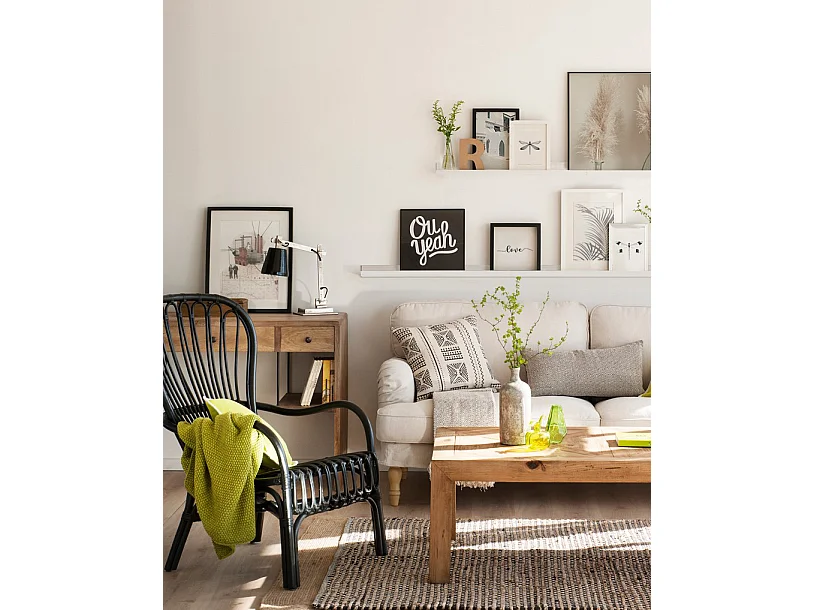 Mensola flottante in legno massello in tono bianco 50x7cm - DUC - DECOWOOD