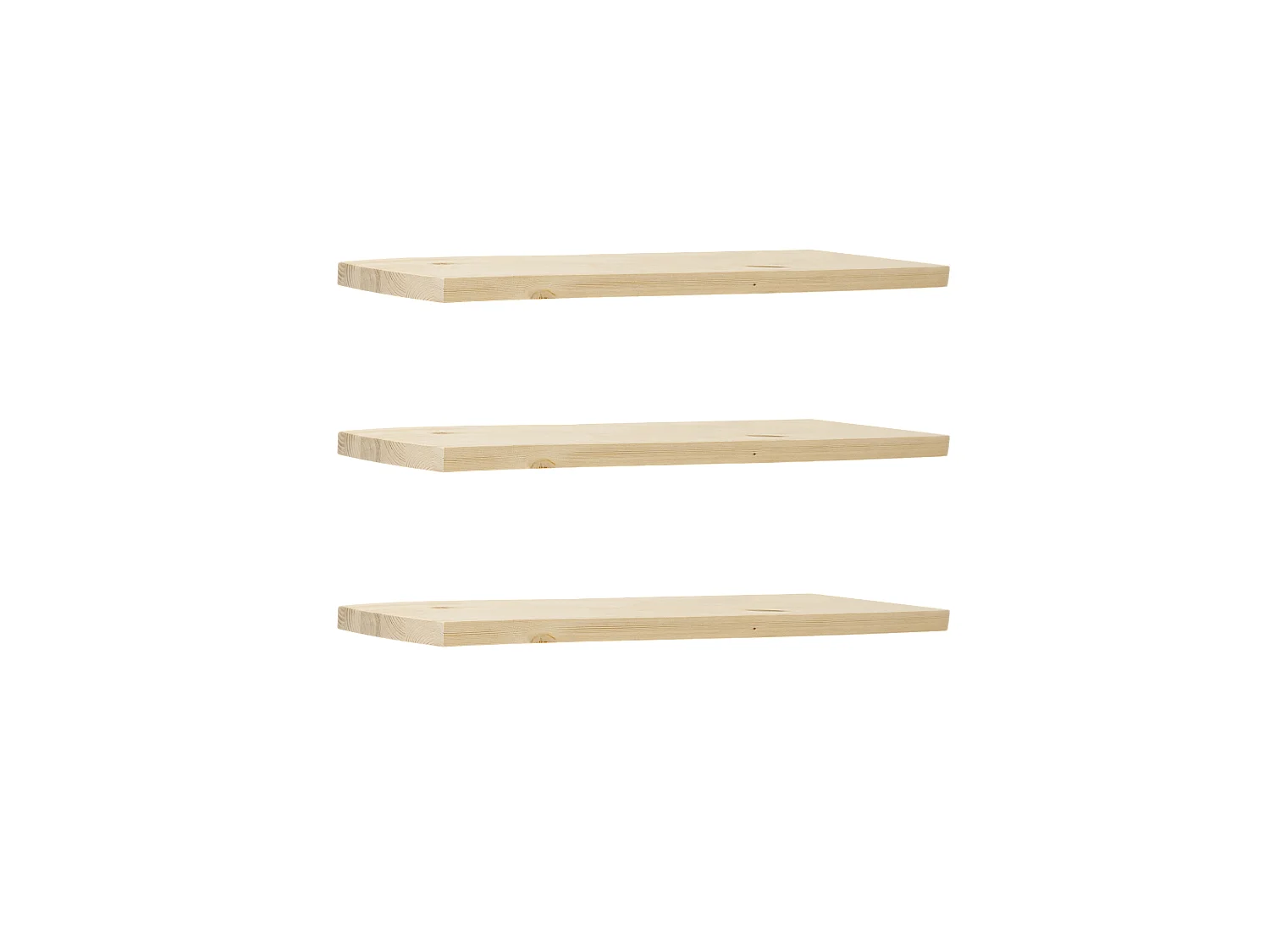 Set 3 scaffale da parete in legno massello tono naturale 100x3,2x20cm - MELVA - DECOWOOD