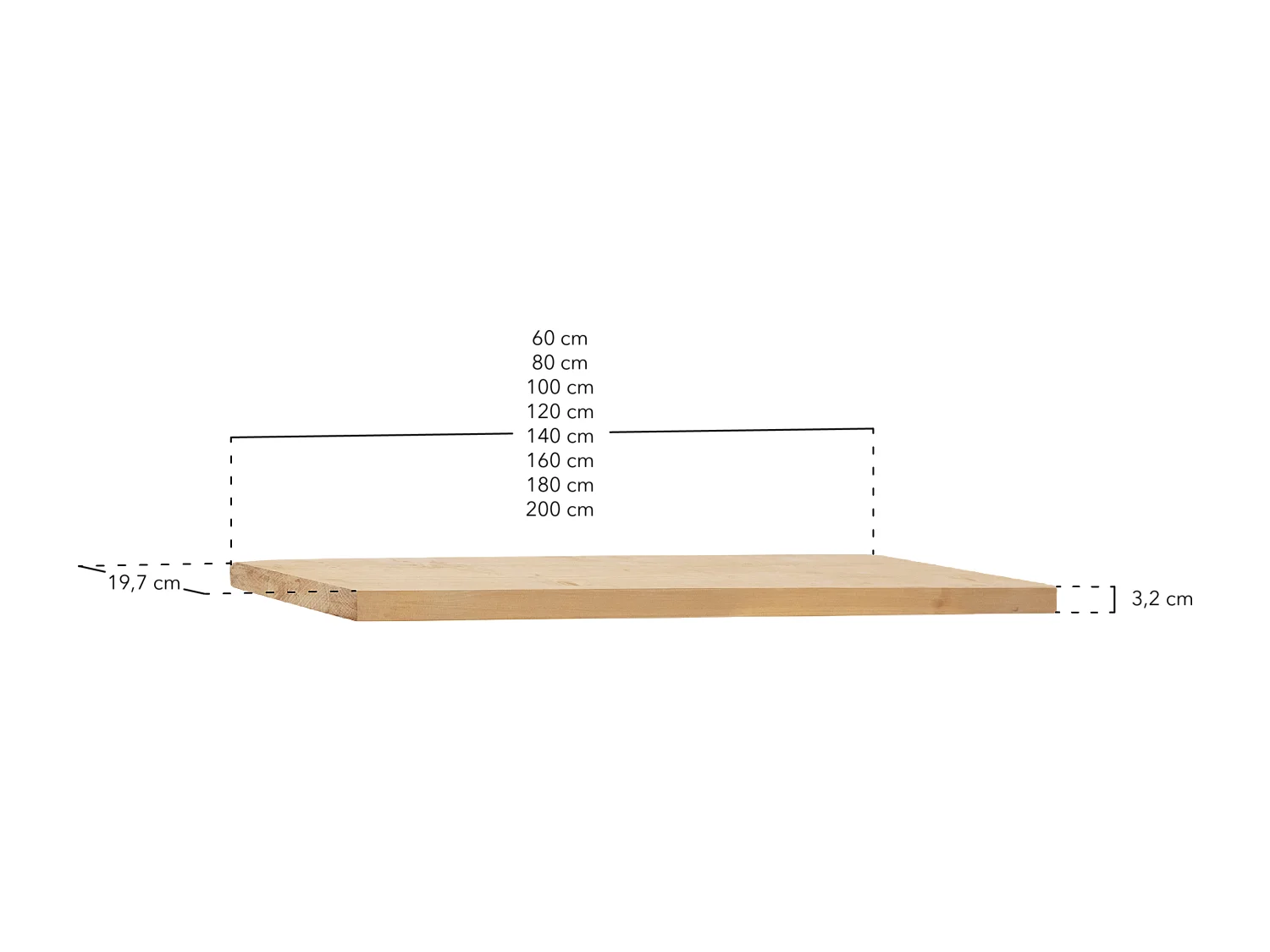 Étagère flottante en bois de sapin blanc 180x3,2cm - MELVA - DECOWOOD