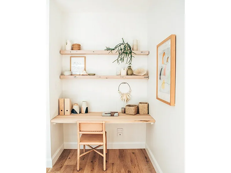 Estantería de madera maciza flotante acabado natural 140x3,2x20cm - MELVA - DECOWOOD