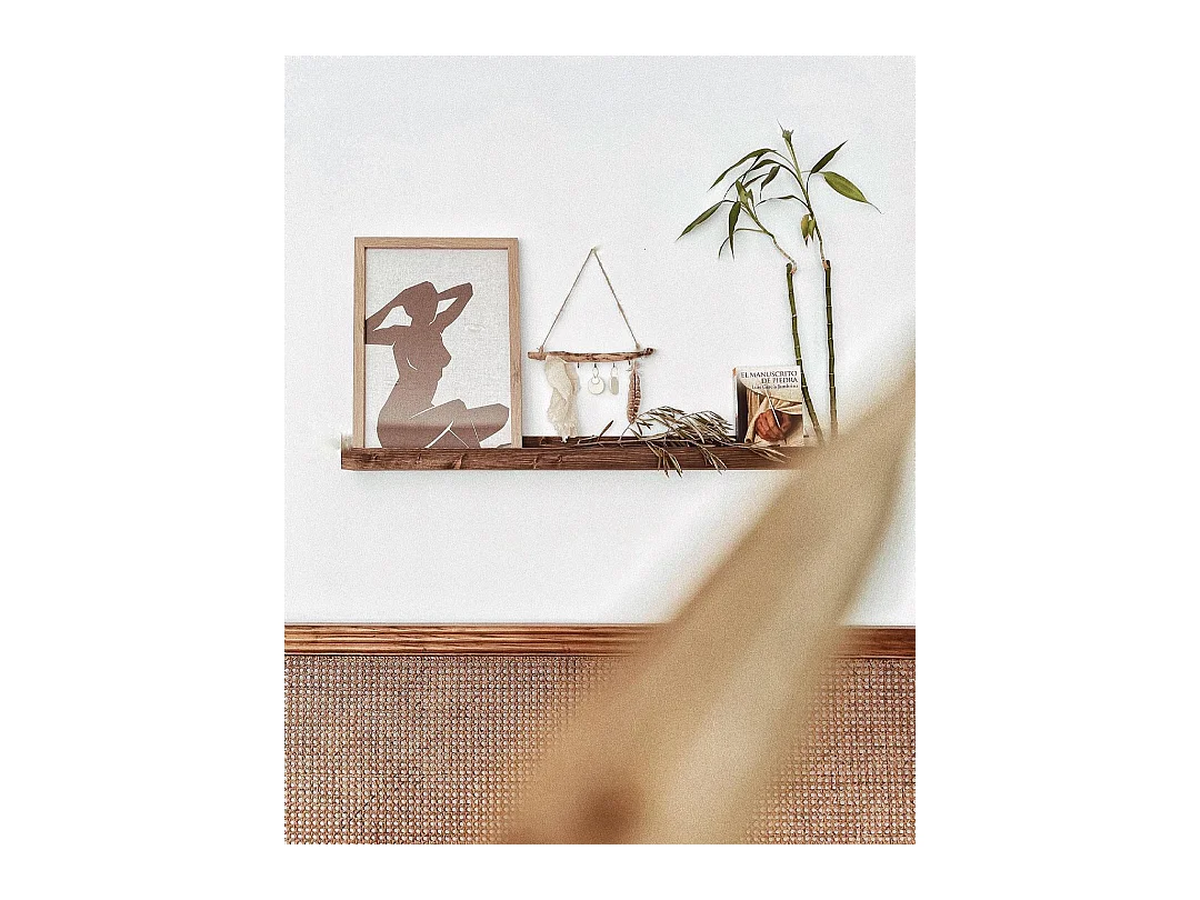 Mensola flottante in legno massello in tono marrone 100x7cm - DUC - DECOWOOD