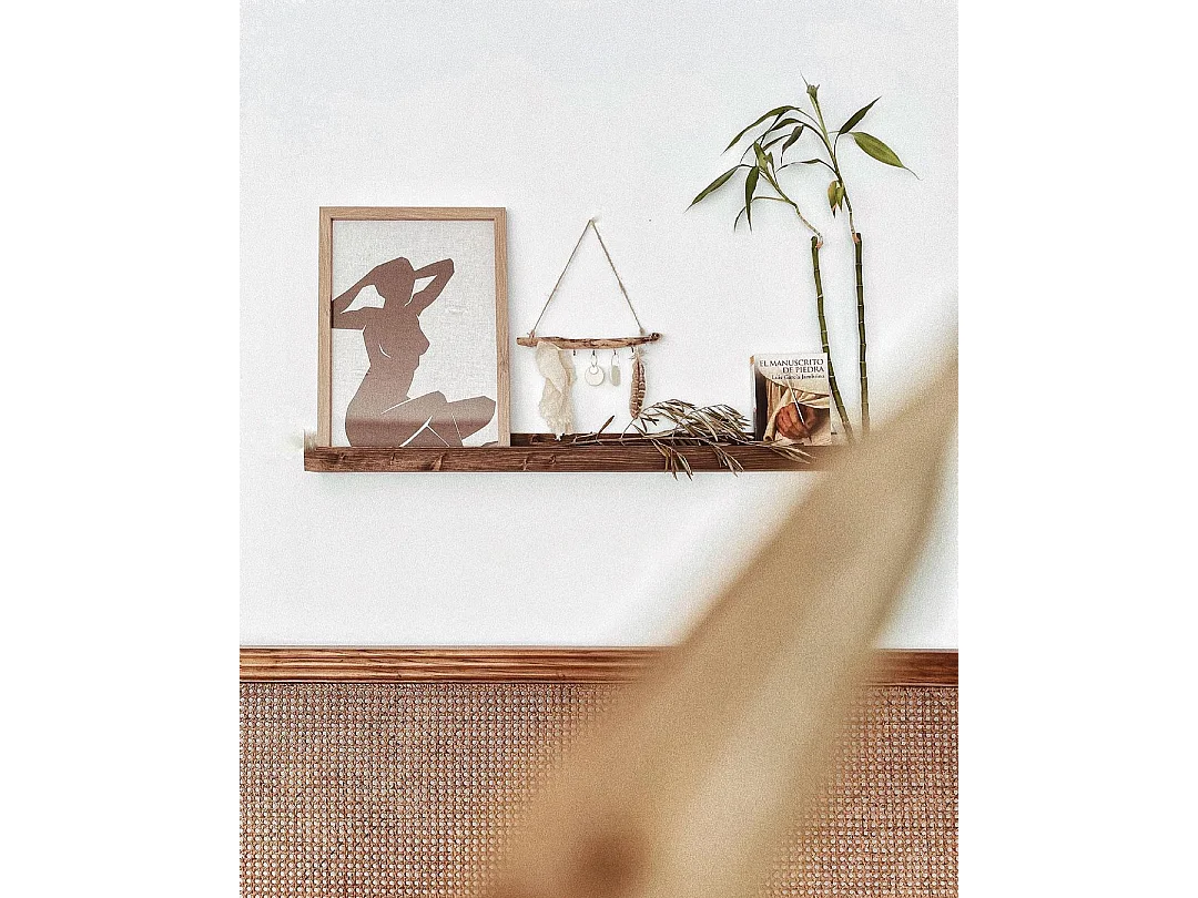 Mensola flottante in legno massello in tono marrone 100x7cm - DUC - DECOWOOD