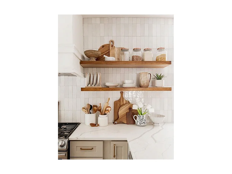 Set di 3 scaffale da parete in legno in tono marrone 160x3,2x20cm - MELVA - DECOWOOD