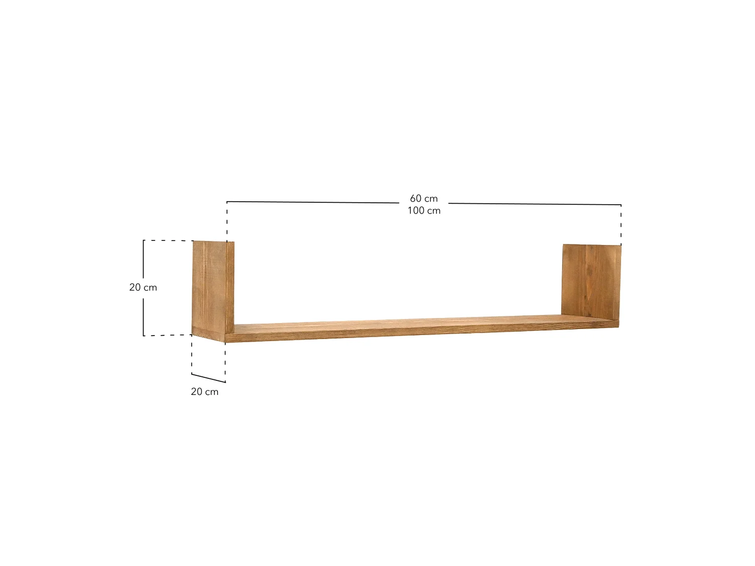 Estantería de madera maciza flotante acabado blanco 100cm - KALA - DECOWOOD