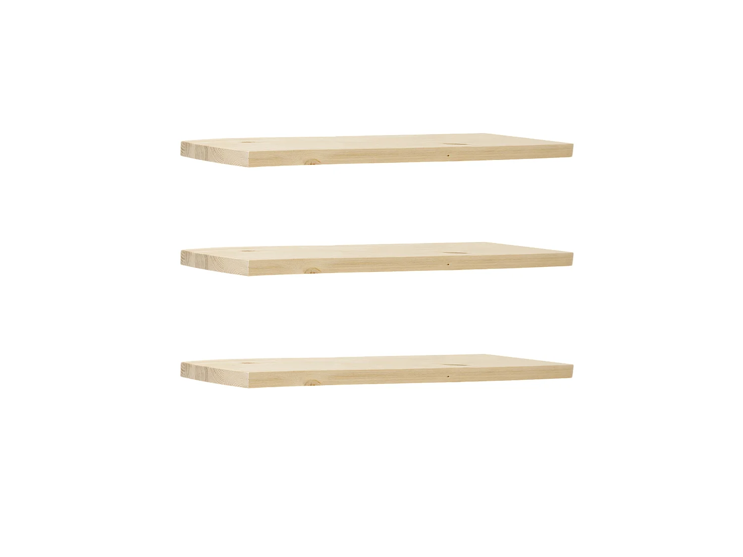 Ensemble 3 étagères flottantes en bois de sapin naturel 60x3,2cm - MELVA - DECOWOOD