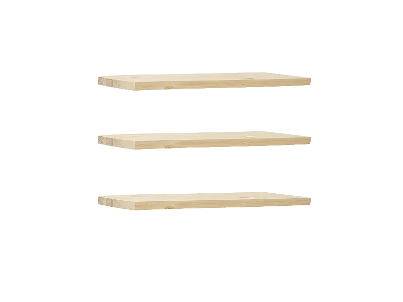 Set 3 scaffale da parete in legno massello tono naturale 140x3,2x20cm - MELVA - DECOWOOD