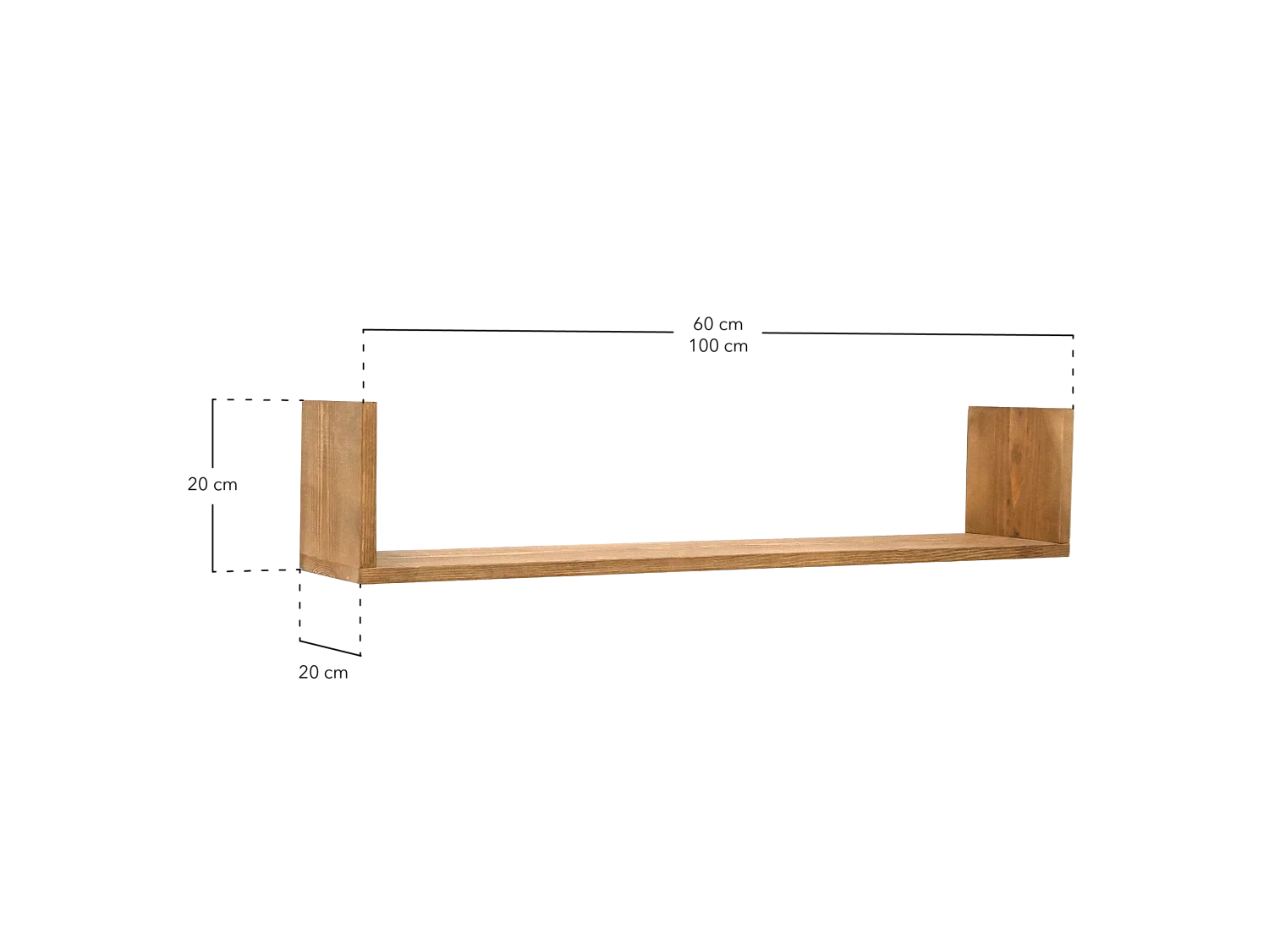 Mensole flottanti in legno massello in tono bianco 60x20cm - KALA - DECOWOOD