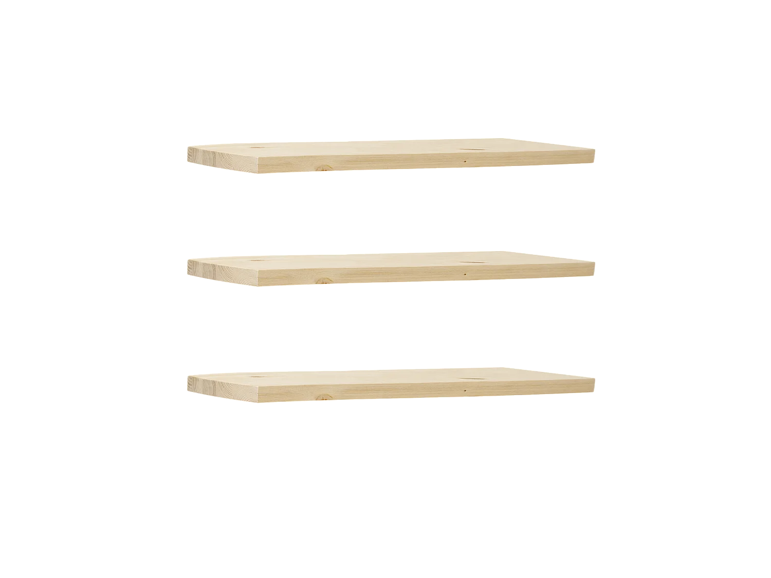 Set 3 scaffale da parete in legno massello tono naturale 160x3,2x20cm - MELVA - DECOWOOD