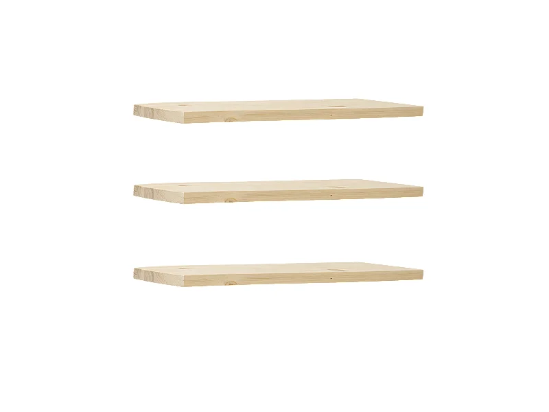Pack 3 estanterías de madera maciza flotante natural 200x3,2x20cm - MELVA - DECOWOOD