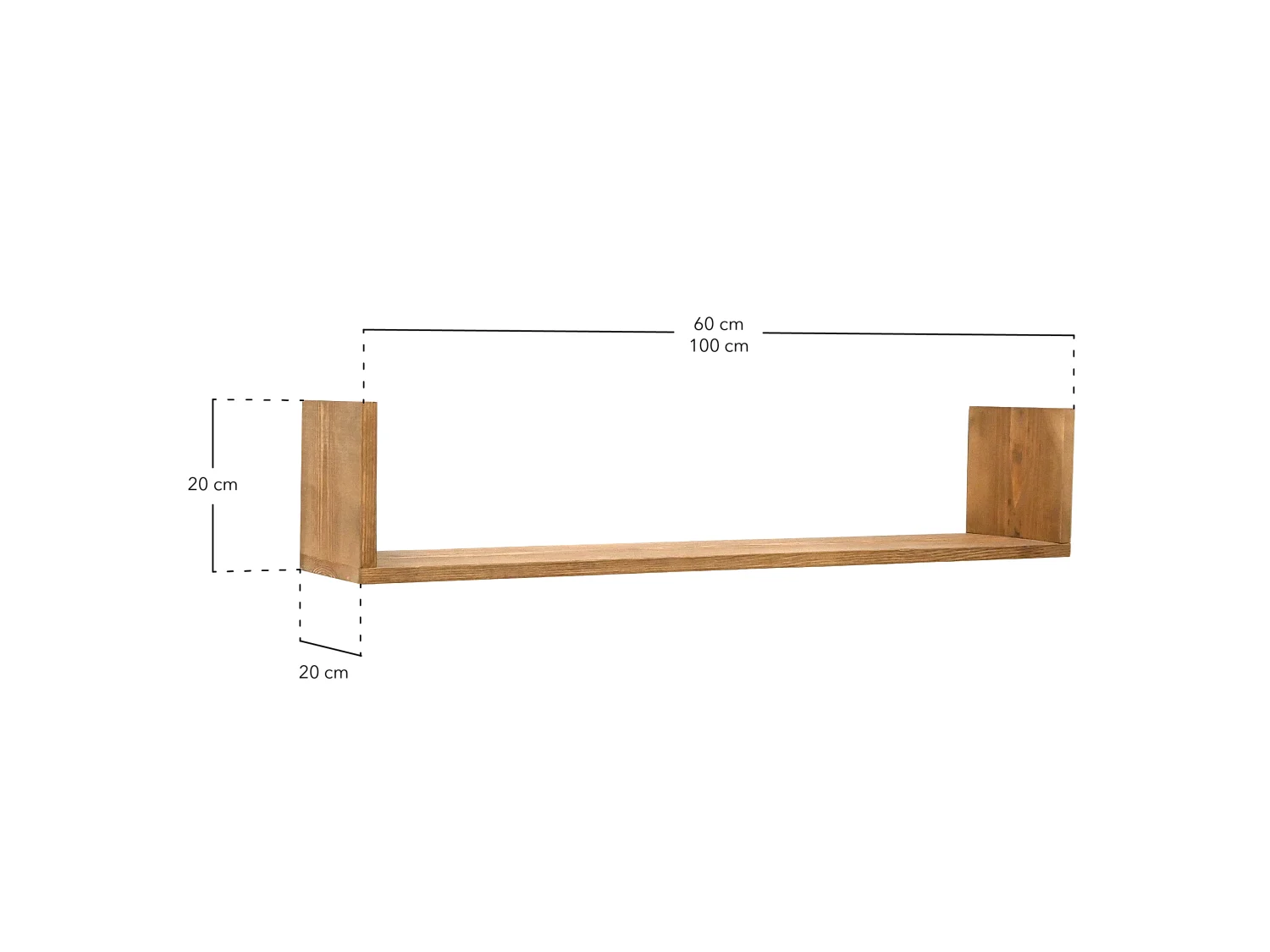 Étagère en bois de pin naturelle 60x20cm - KALA - DECOWOOD