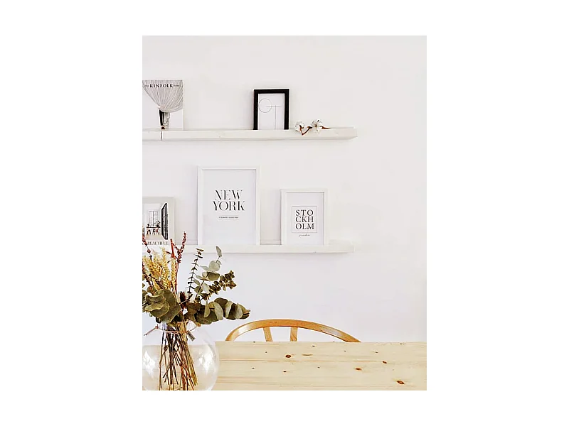 Mensola flottante in legno massello in tono bianco 100x7cm - DUC - DECOWOOD