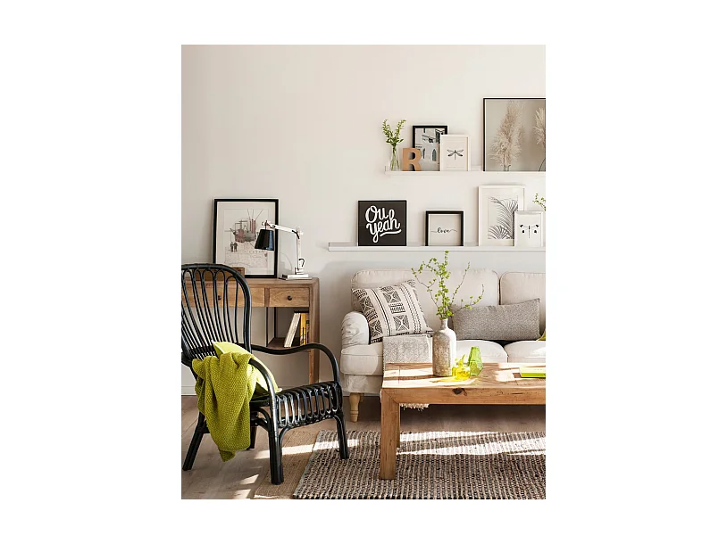 Mensola flottante in legno massello in tono bianco 100x7cm - DUC - DECOWOOD