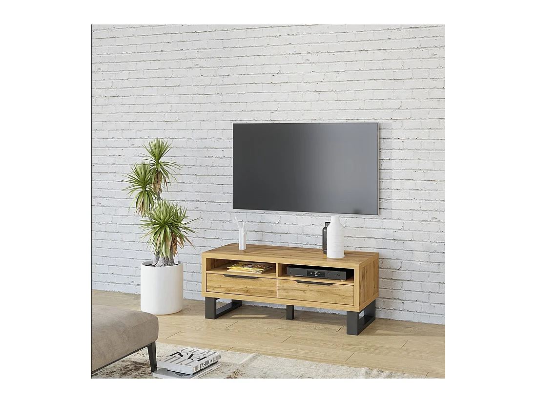 Móvel para TV 120cm coleção MILO. Cor carvalho. Estilo design.