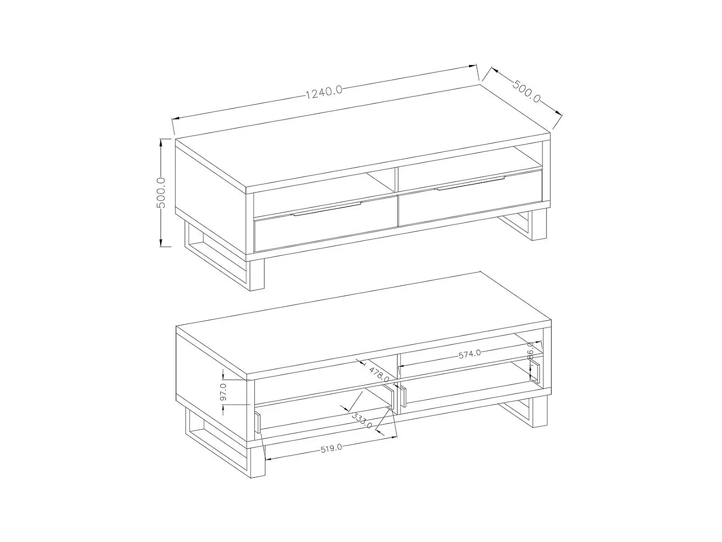 Móvel para TV 120cm coleção MILO. Cor carvalho. Estilo design.