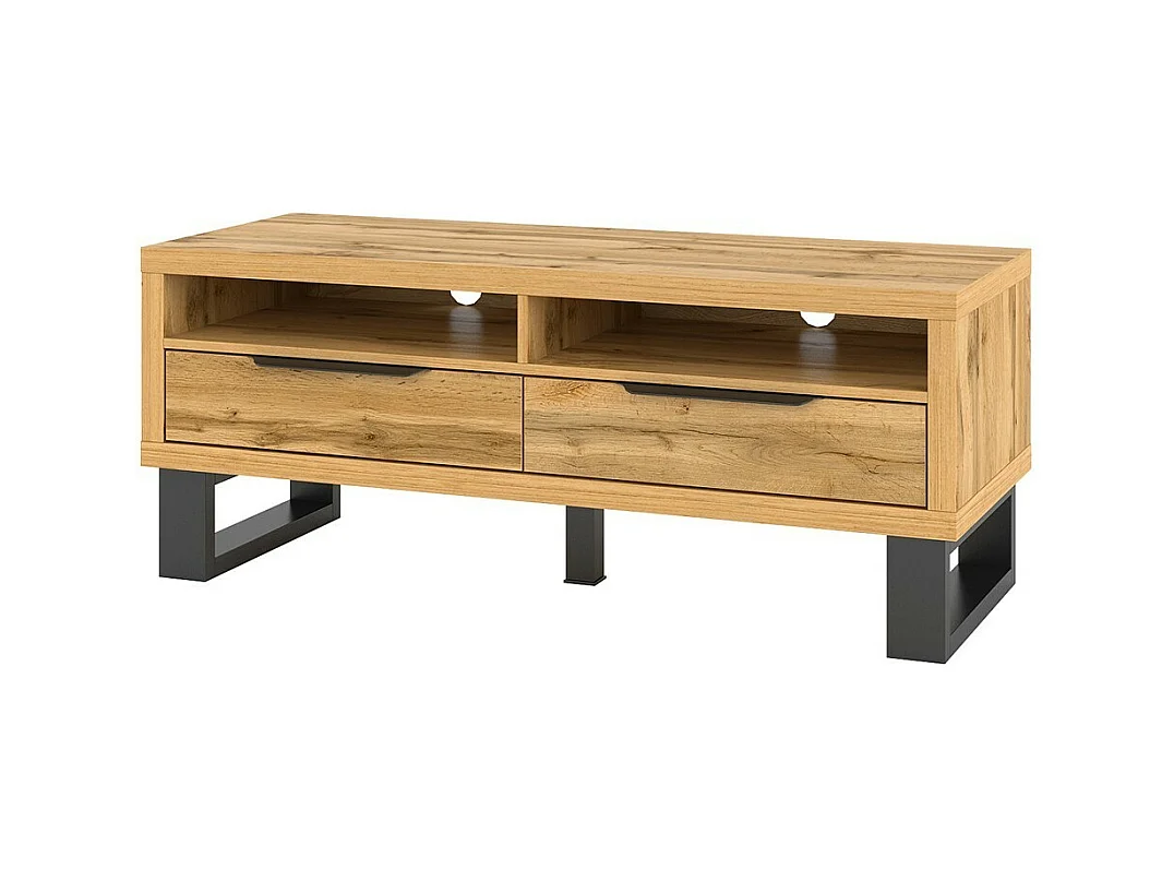 Meuble TV 120cm collection MILO. Coloris chêne. Style design.