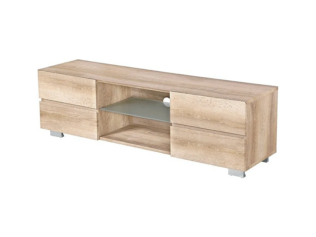 TV-Möbel 150cm, Kollektion CADIZ. Farbe: helles Eichenholz - 4 Schubladen.