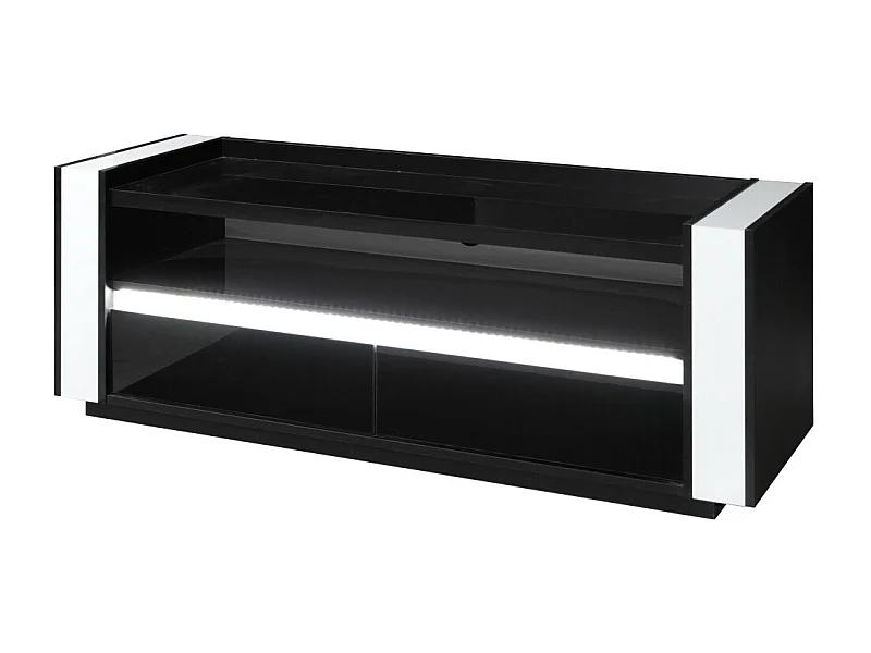 TV-Möbel LINA schwarz und weiß mit LED – 143 x 50 x 52 cm