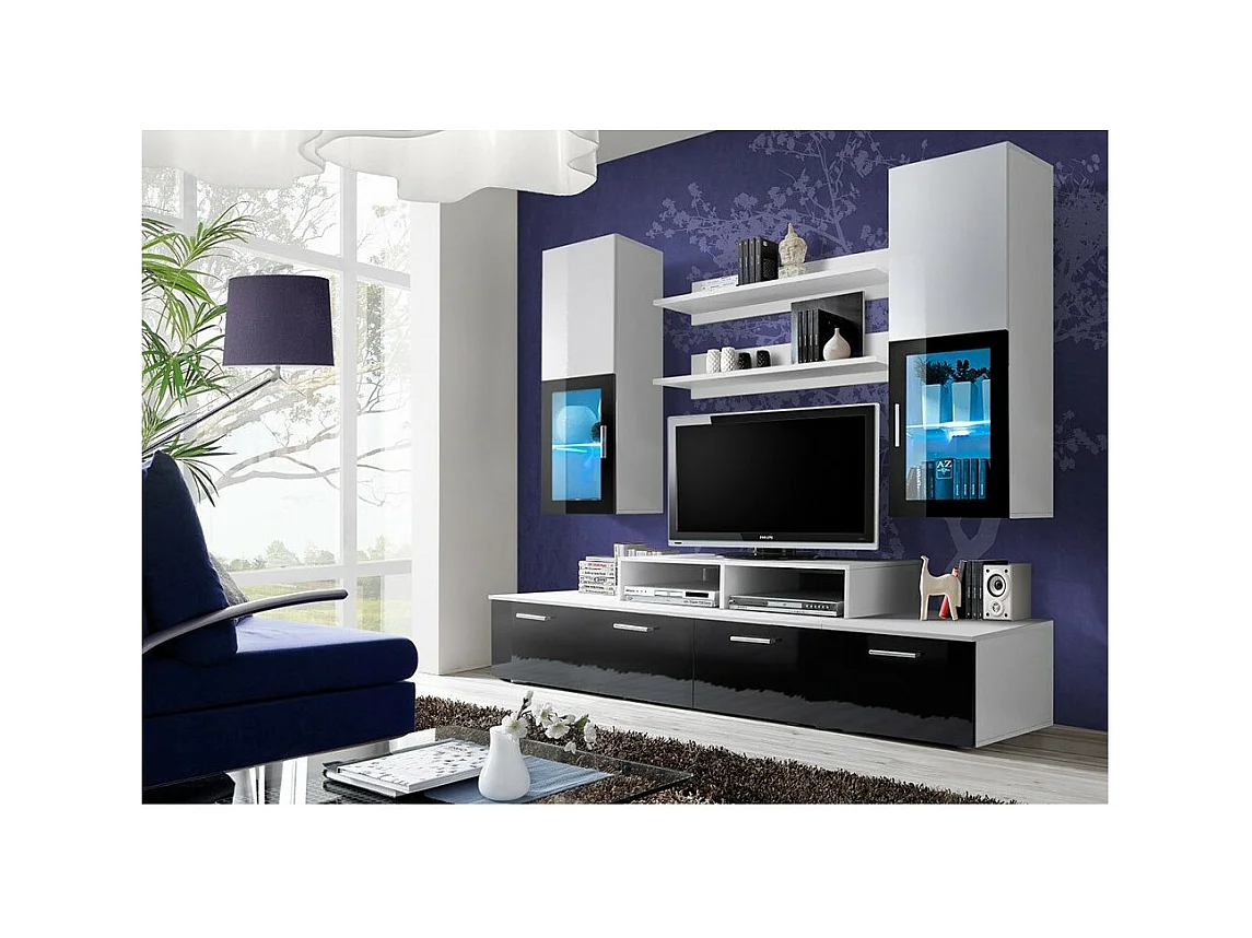 Móvel de TV de Parede 200cm Design. Coleção MINI nas cores branco e preto.